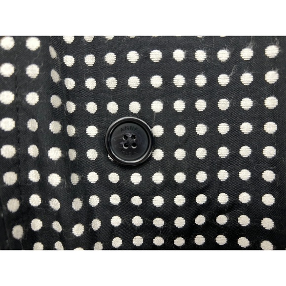Anne Klein Black White Polka Dot Belted Trench Coat - Picture 5 of 8